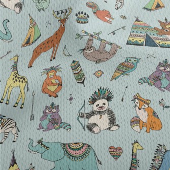 Hand Drawn Indian Animals Athletic Mesh Flat Back