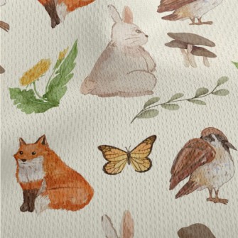 Watercolor Rabbit, Fox And Bir Athletic Mesh Flat Back