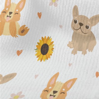 Cute Puppy And Sunflowers Terry