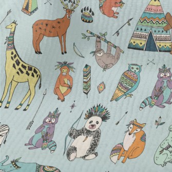 Hand Drawn Indian Animals Terry