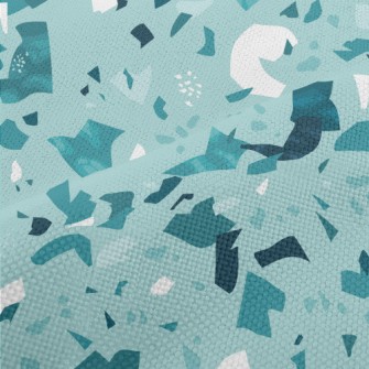 Monochrome Terrazzo Pattern Performance Linen