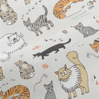 Hand Drawn Funny Pet Cat Performance Linen