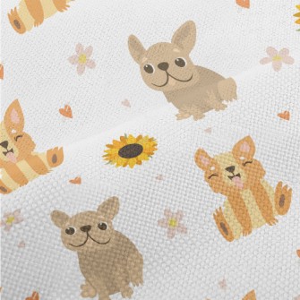 Cute Puppy And Sunflowers Performance Linen