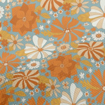 Retro Style Flowers Performance Linen