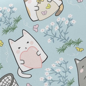 Happy Garden Cats Twill