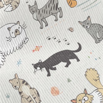 Hand Drawn Funny Pet Cat Standard Corduroy