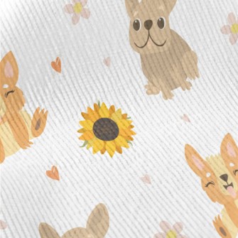 Cute Puppy And Sunflowers Standard Corduroy