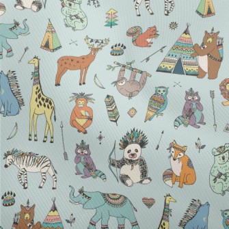 Hand Drawn Indian Animals Dobby