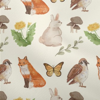 Watercolor Rabbit, Fox And Bir Dobby