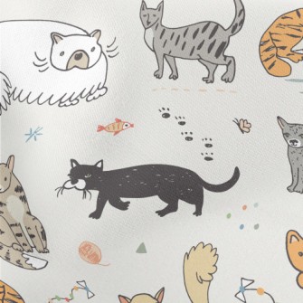 Hand Drawn Funny Pet Cat Stretch Ponte