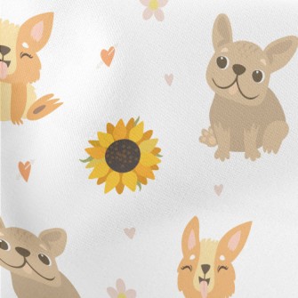 Cute Puppy And Sunflowers Stretch Ponte