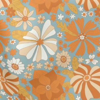 Retro Style Flowers Stretch Ponte