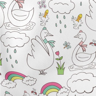 Simple Cartoon Swan Stretch Ponte