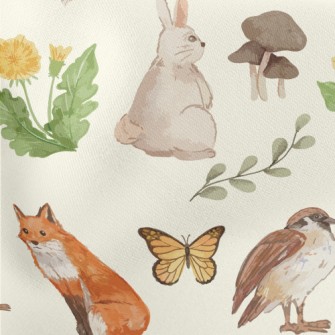 Watercolor Rabbit, Fox And Bir Stretch Ponte