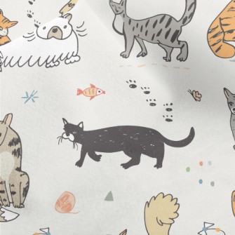 Hand Drawn Funny Pet Cat Micro Fleece