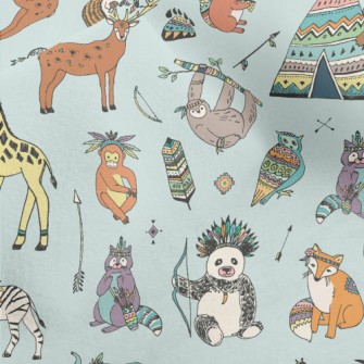 Hand Drawn Indian Animals Micro Fleece