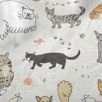 Hand Drawn Funny Pet Cat Minky