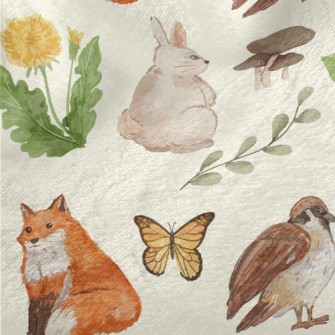 Watercolor Rabbit, Fox And Bir Minky