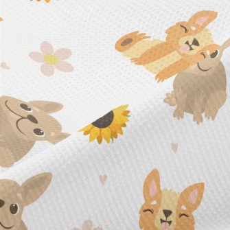 Cute Puppy And Sunflowers Piqué