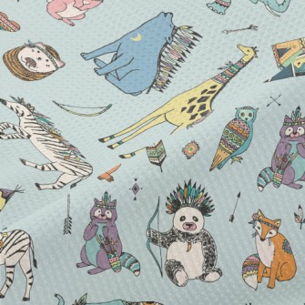 Hand Drawn Indian Animals Piqué