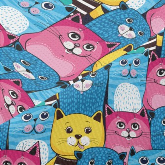 Cute Cat With Bright Colors Piqué