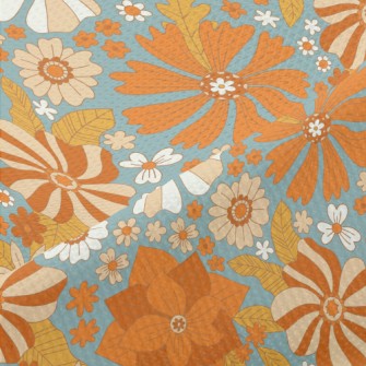 Retro Style Flowers Piqué