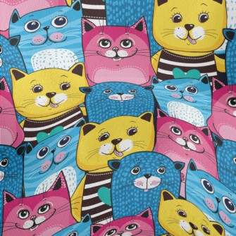 Cute Cat With Bright Colors Lightweight Performance Linen