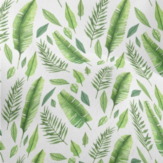 Hand Drawn Delicate Leaves Lightweight Performance Linen
