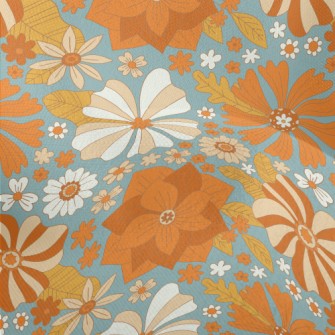 Retro Style Flowers Lightweight Performance Linen