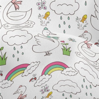 Simple Cartoon Swan Lightweight Performance Linen