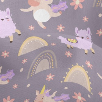 Happy Alpaca And Unicorn Lightweight Performance Linen
