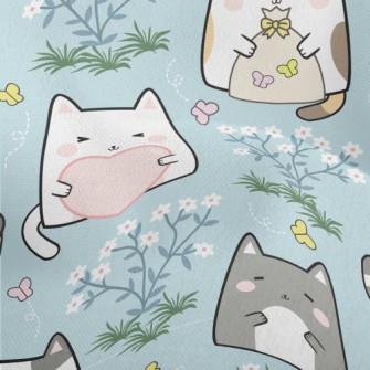 Happy Garden Cats Lightweight Performance Linen