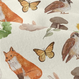 Watercolor Rabbit, Fox And Bir Modern Jersey