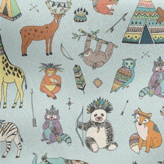 Hand Drawn Indian Animals Jersey Backed Fleece