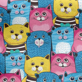 Cute Cat With Bright Colors Jersey Backed Fleece