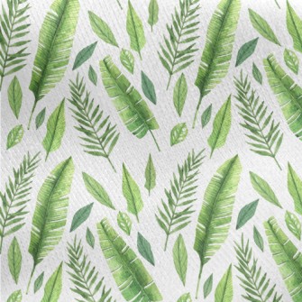 Hand Drawn Delicate Leaves Jersey Backed Fleece