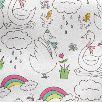 Simple Cartoon Swan Jersey Backed Fleece