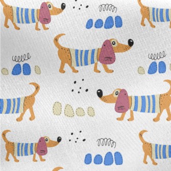 Cartoon Dachshund Dog Jersey Backed Fleece