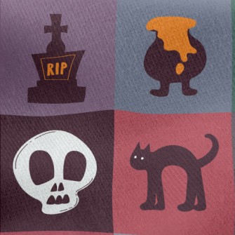 Spooky Pumpkin Witch Trellis Jersey Backed Fleece