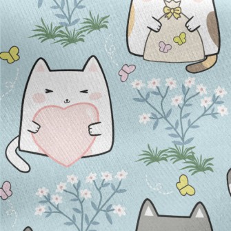 Happy Garden Cats Jersey Backed Fleece