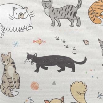 Hand Drawn Funny Pet Cat Pongee