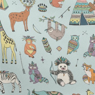 Hand Drawn Indian Animals Pongee