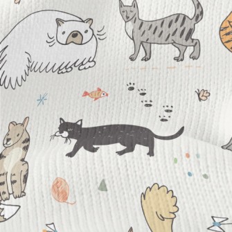 Hand Drawn Funny Pet Cat Stretch Jersey