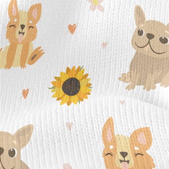 Cute Puppy And Sunflowers Stretch Jersey