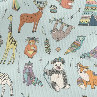 Hand Drawn Indian Animals Stretch Jersey