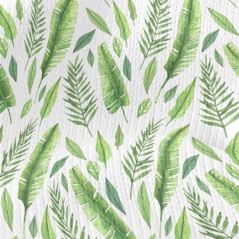 Hand Drawn Delicate Leaves Stretch Jersey