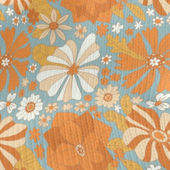 Retro Style Flowers Stretch Jersey
