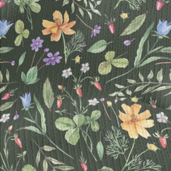 Watercolor Style Flowers And P Stretch Jersey