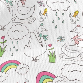 Simple Cartoon Swan Stretch Jersey
