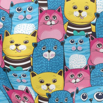 Cute Cat With Bright Colors Lightweight Cotton Poplin